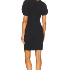 ROBE ENCOLURE V AVEC FRONCES ET MANCHES BOUFFANTES Rich Black -Pas Cher Tendricia Magasin 1STR WD231 V3