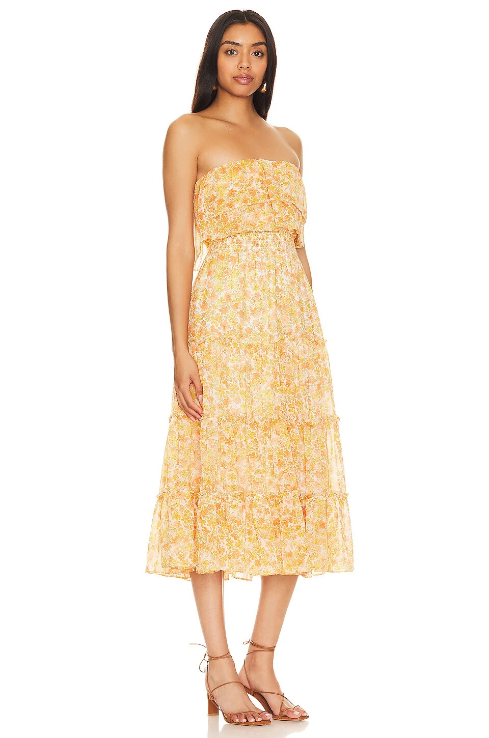 ROBE MAXI VOLANTÉE SANS MANCHES Russett 4 ROBE MAXI VOLANTÉE SANS MANCHES Russett – Image 2