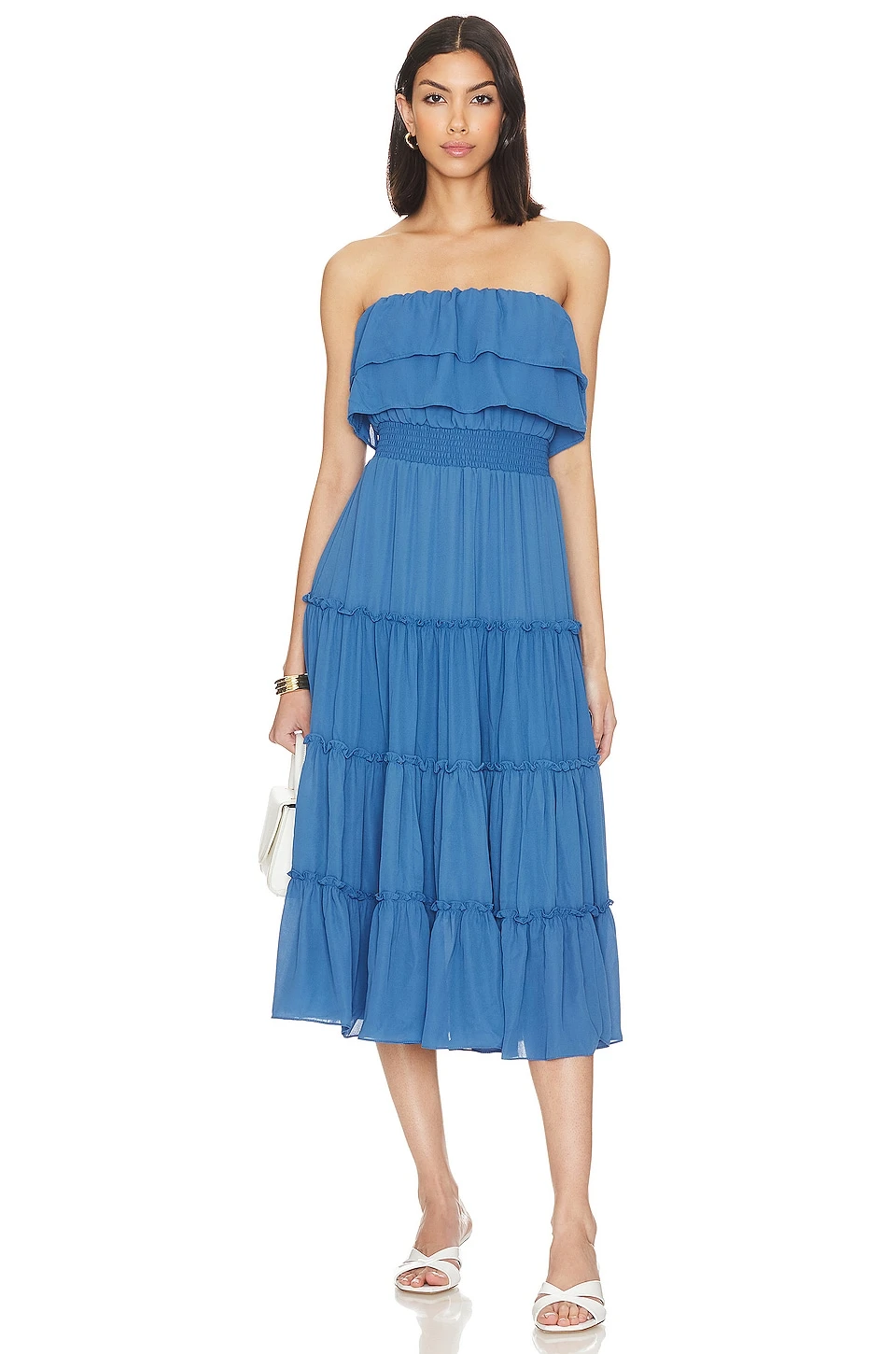 ROBE-BUSTIER MAXI VOLANTS ET FRONCES Capri Blue 3 ROBE-BUSTIER MAXI VOLANTS ET FRONCES Capri Blue