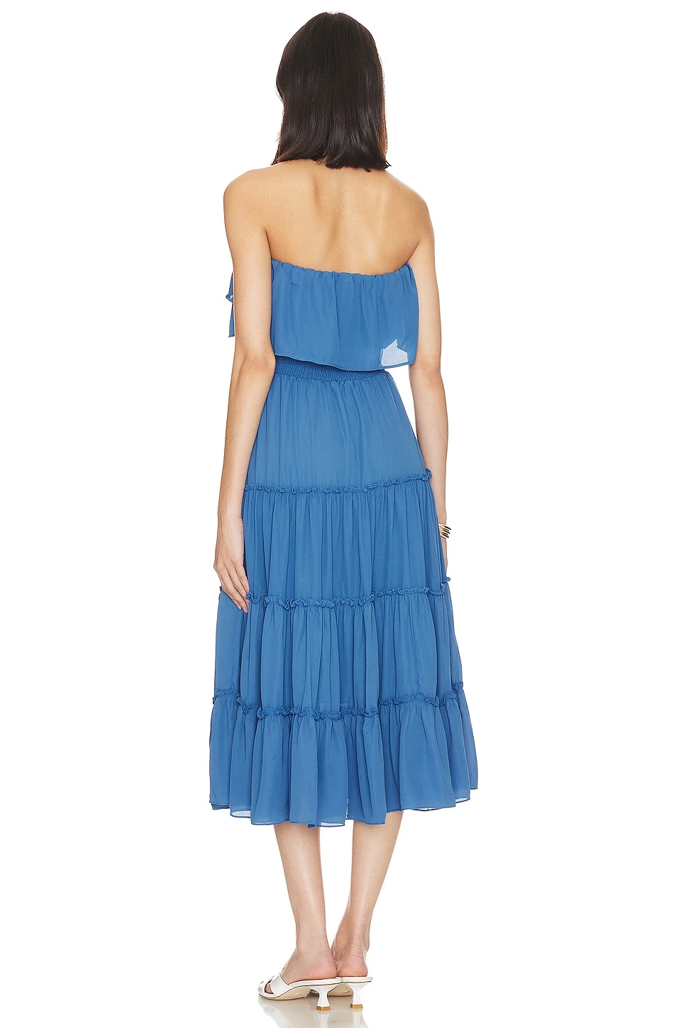 ROBE-BUSTIER MAXI VOLANTS ET FRONCES Capri Blue 5 ROBE-BUSTIER MAXI VOLANTS ET FRONCES Capri Blue – Image 3
