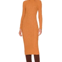 ROBE MI-LONGUE TURTLENECK CABLE Caramel