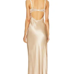ROBE MAXI STYLE BUSTIER ET DRAPÉ SUR LES HANCHES BIJOU Champagne -Pas Cher Tendricia Magasin ABER WD30 V3