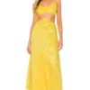 ROBE MI-LONGUE ERIK Yellow Floral Jacquard -Pas Cher Tendricia Magasin AFFM WD129 V1