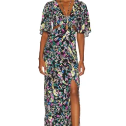 ROBE MAXI SAVVY Noir Paisley