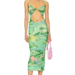 ROBE MAXI KEEFA Acid Green Marble