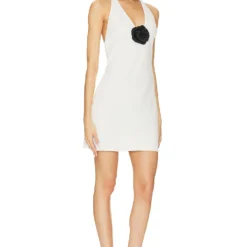 ROBE COURTE ENTELA Ivory & Black Rose -Pas Cher Tendricia Magasin AMAN WD1844 V2