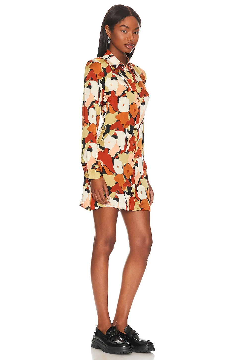 ROBE COURTE RETRO Black & Rust Floral 4 ROBE COURTE RETRO Black & Rust Floral – Image 2