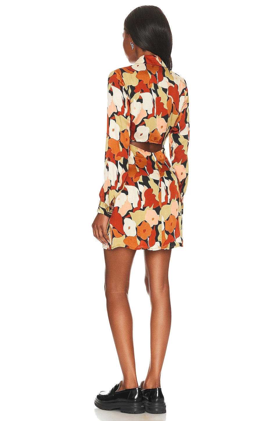 ROBE COURTE RETRO Black & Rust Floral 5 ROBE COURTE RETRO Black & Rust Floral – Image 3