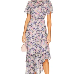 ROBE LONGUE MANCHES ÉVASÉES Pink & Blue Floral -Pas Cher Tendricia Magasin ASTR WD384 V1 1