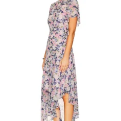 ROBE LONGUE MANCHES ÉVASÉES Pink & Blue Floral -Pas Cher Tendricia Magasin ASTR WD384 V3