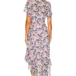 ROBE LONGUE MANCHES ÉVASÉES Pink & Blue Floral -Pas Cher Tendricia Magasin ASTR WD384 V4