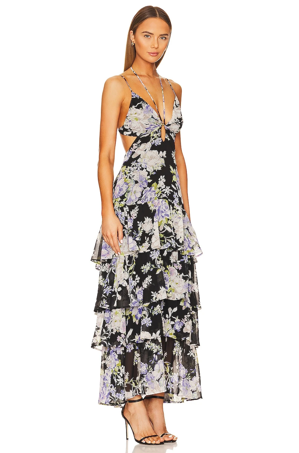 ROBE ANERIA Purple & Black Floral 4 ROBE ANERIA Purple & Black Floral – Image 2