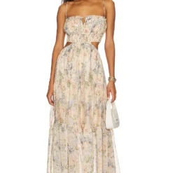 ROBE ODINA Blue & Peach Floral -Pas Cher Tendricia Magasin ASTR WD405 V4