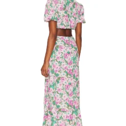 ROBE DAYANARA Green & Pink Floral -Pas Cher Tendricia Magasin ASTR WD410 V3