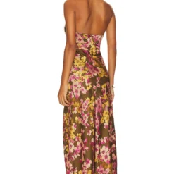 ROBE MI-LONGUE MARISSA Olive & Pink Floral -Pas Cher Tendricia Magasin ASTR WD445 V3