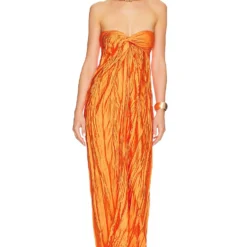 ROBE MAXI ARIEL Aperol -Pas Cher Tendricia Magasin BBAB WD80 V4