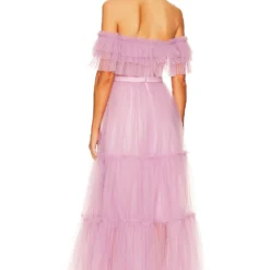 BCBGMAXAZRIA ROBE DE SOIRÉE ÉPAULES DÉNUDÉES AVEC FRONCES Lavender Herb -Pas Cher Tendricia Magasin BCB WD901 V3