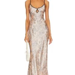 BEC + BRIDGE ROBE MAXI NINA KEYHOLE Blush Jacquard