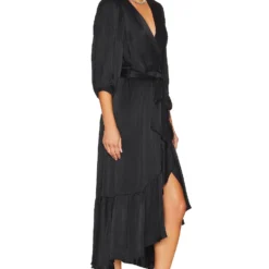 ROBE MI-LONGUE RUFFLE SURPLCE Black 6 ROBE MI-LONGUE RUFFLE SURPLCE Black -Pas Cher Tendricia Magasin BOBI WD1357 V2