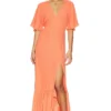 ROBE MAXI FLUTTER SLEEVE Coral -Pas Cher Tendricia Magasin BOBI WD1361 V1