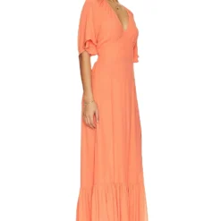 ROBE MAXI FLUTTER SLEEVE Coral 6 ROBE MAXI FLUTTER SLEEVE Coral -Pas Cher Tendricia Magasin BOBI WD1361 V2