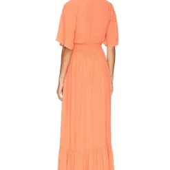 ROBE MAXI FLUTTER SLEEVE Coral 7 ROBE MAXI FLUTTER SLEEVE Coral -Pas Cher Tendricia Magasin BOBI WD1361 V3