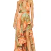 ROBE DE SOIRÉE PALMA Orange & Multicolor -Pas Cher Tendricia Magasin BROR WD516 V1
