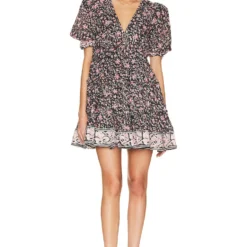 ROBE COURTE LAUREN Fan Print