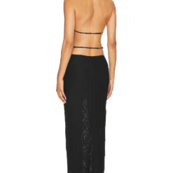 Camila Coelho ROBE MASON Black -Pas Cher Tendricia Magasin COEL WD372 V3