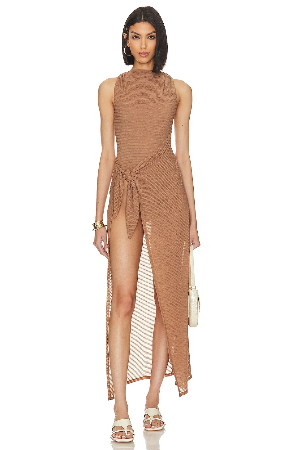 Camila Coelho ROBE POPPY Brown Taupe 3 Camila Coelho ROBE POPPY Brown Taupe