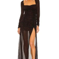 ROBE MAXI STARDUST Black And Ruby