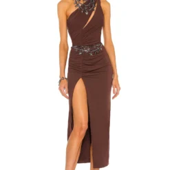 ROBE MI-LONGUE KATE Chocolate Brown