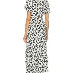 DIANE VON FURSTENBERG ROBE MI-LONGUE AURORA Graphic Flower Small Ivory -Pas Cher Tendricia Magasin DVF WD475 V3