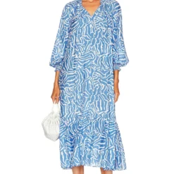 DIANE VON FURSTENBERG ROBE MAXI FORTINA April Tiger Signature Blue