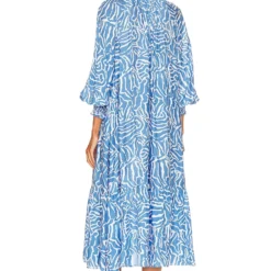 DIANE VON FURSTENBERG ROBE MAXI FORTINA April Tiger Signature Blue -Pas Cher Tendricia Magasin DVF WD476 V3