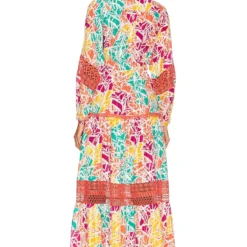 DIANE VON FURSTENBERG ROBE MAXI TESSA Fern Patch -Pas Cher Tendricia Magasin DVF WD478 V3