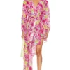 ROBE BASE ASYMÉTRIQUE CRETE Pink Multi