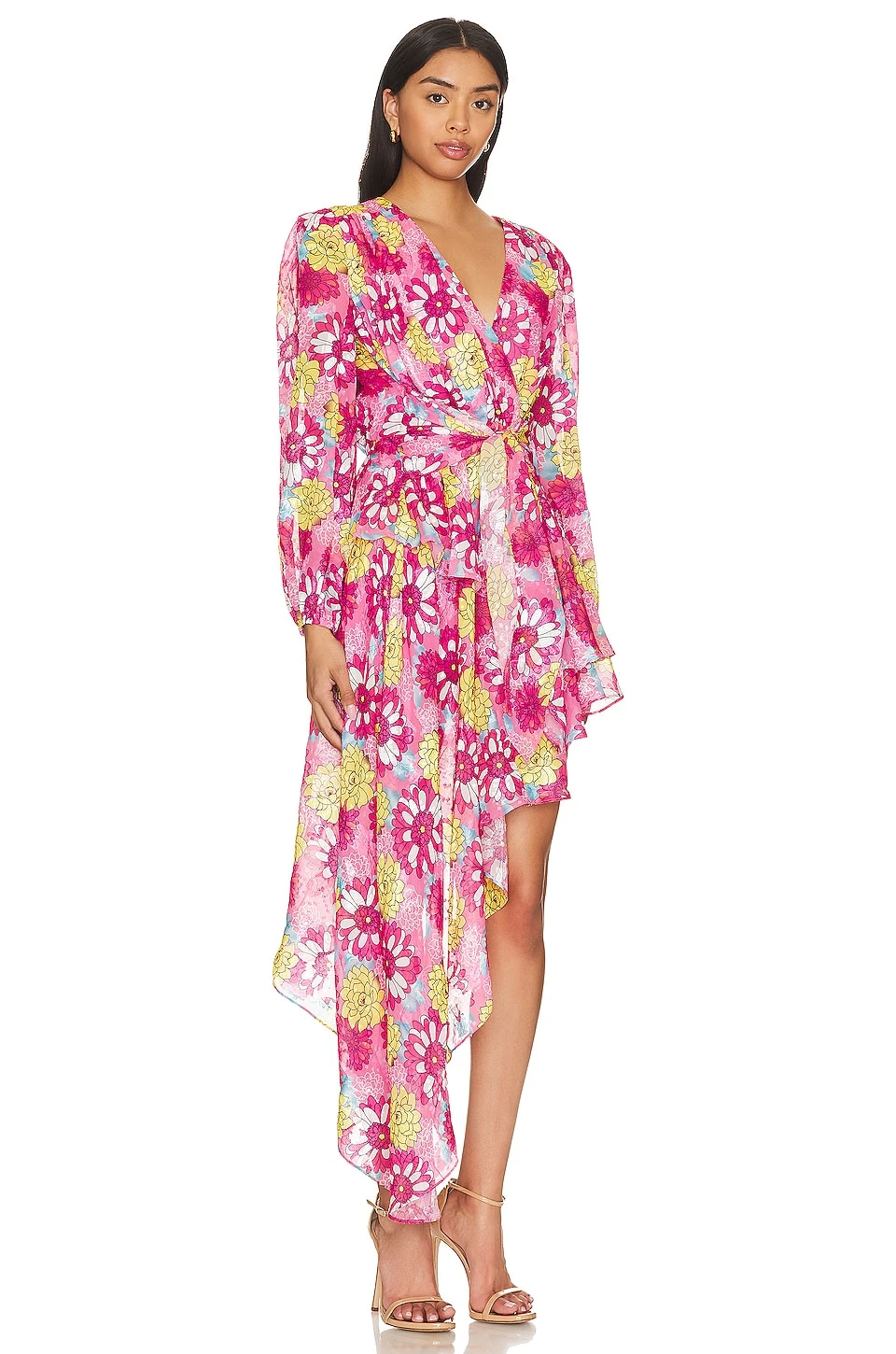 ROBE BASE ASYMÉTRIQUE CRETE Pink Multi 4 ROBE BASE ASYMÉTRIQUE CRETE Pink Multi – Image 2