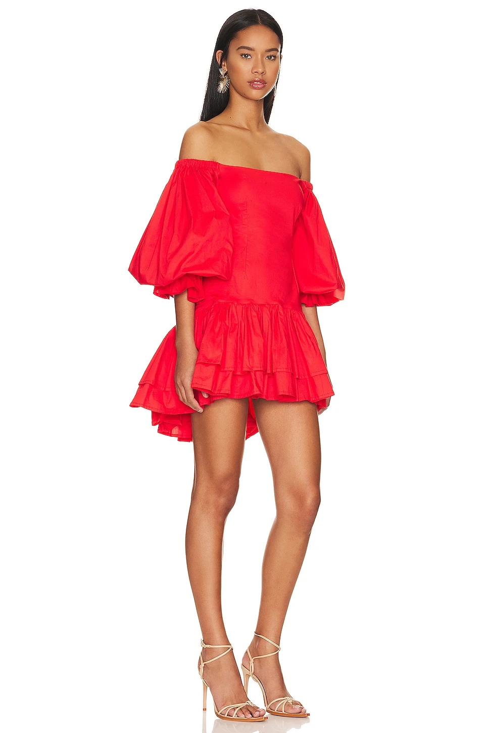 ROBE COURTE JANEY Coral Red 4 ROBE COURTE JANEY Coral Red – Image 2
