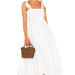 Faithfull The Brand ROBE MI-LONGUE BELLAMY Plain White -Pas Cher Tendricia Magasin FAIB WD359 V4