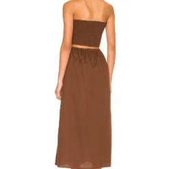 Faithfull The Brand ROBE DEVA Plain Dark Chocolate -Pas Cher Tendricia Magasin FAIB WD455 V3