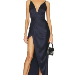 Fleur Du Mal ROBE CARACO MIDI DEEP PLUNGE OPEN BACK Deep Ocean -Pas Cher Tendricia Magasin FLER WD22 V1 1