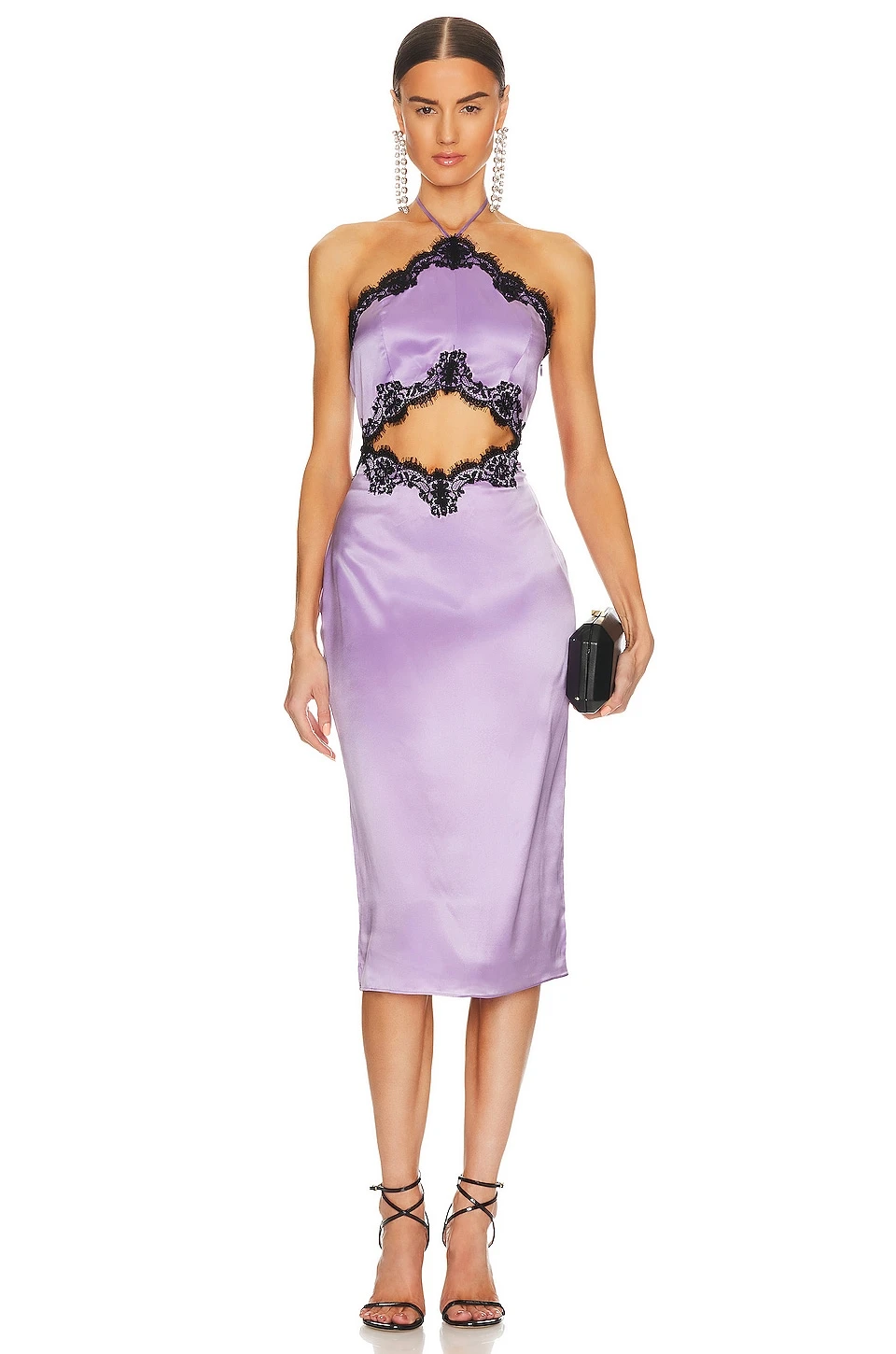 Fleur Du Mal ROBE CARACO SILK AND LACE HALTER Light Lilac 3 Fleur Du Mal ROBE CARACO SILK AND LACE HALTER Light Lilac
