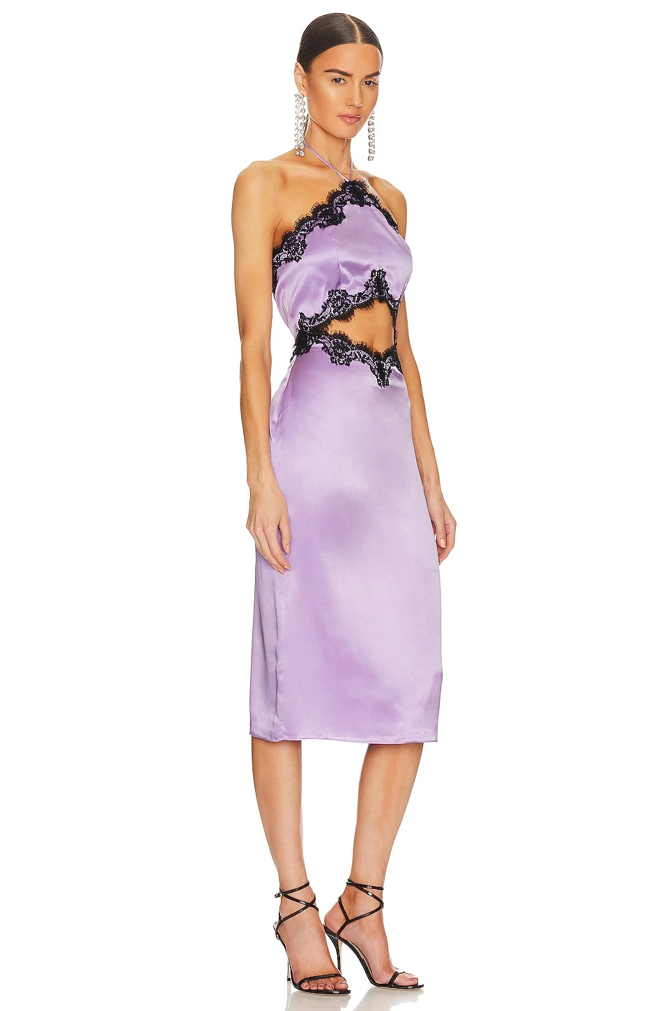 Fleur Du Mal ROBE CARACO SILK AND LACE HALTER Light Lilac 4 Fleur Du Mal ROBE CARACO SILK AND LACE HALTER Light Lilac – Image 2