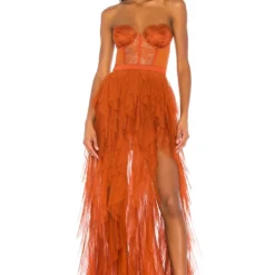 ROBE DE SOIRÉE BUSTIER Rust