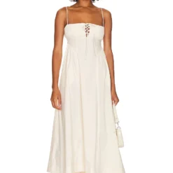 FREE PEOPLE ROBE MI-LONGUE FIFI Ivory