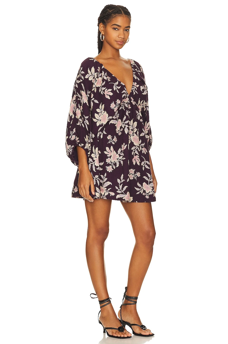 FREE PEOPLE ROBE COURTE PORTIA Black Cherry 4 FREE PEOPLE ROBE COURTE PORTIA Black Cherry – Image 2