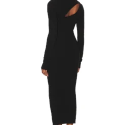 GOOD AMERICAN ROBE MI-LONGUE SLIT FUNNEL Black001 -Pas Cher Tendricia Magasin GAME WD12 V5