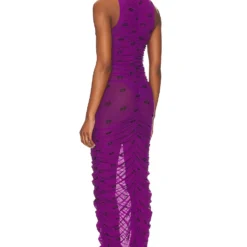 Ganni ROBE RUCHED Sparkling Grape -Pas Cher Tendricia Magasin GANR WD80 V3