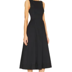 ROBE MI-LONGUE STRETCH COTTON SATEEN SHIRT Black -Pas Cher Tendricia Magasin HLSA WD17 V2